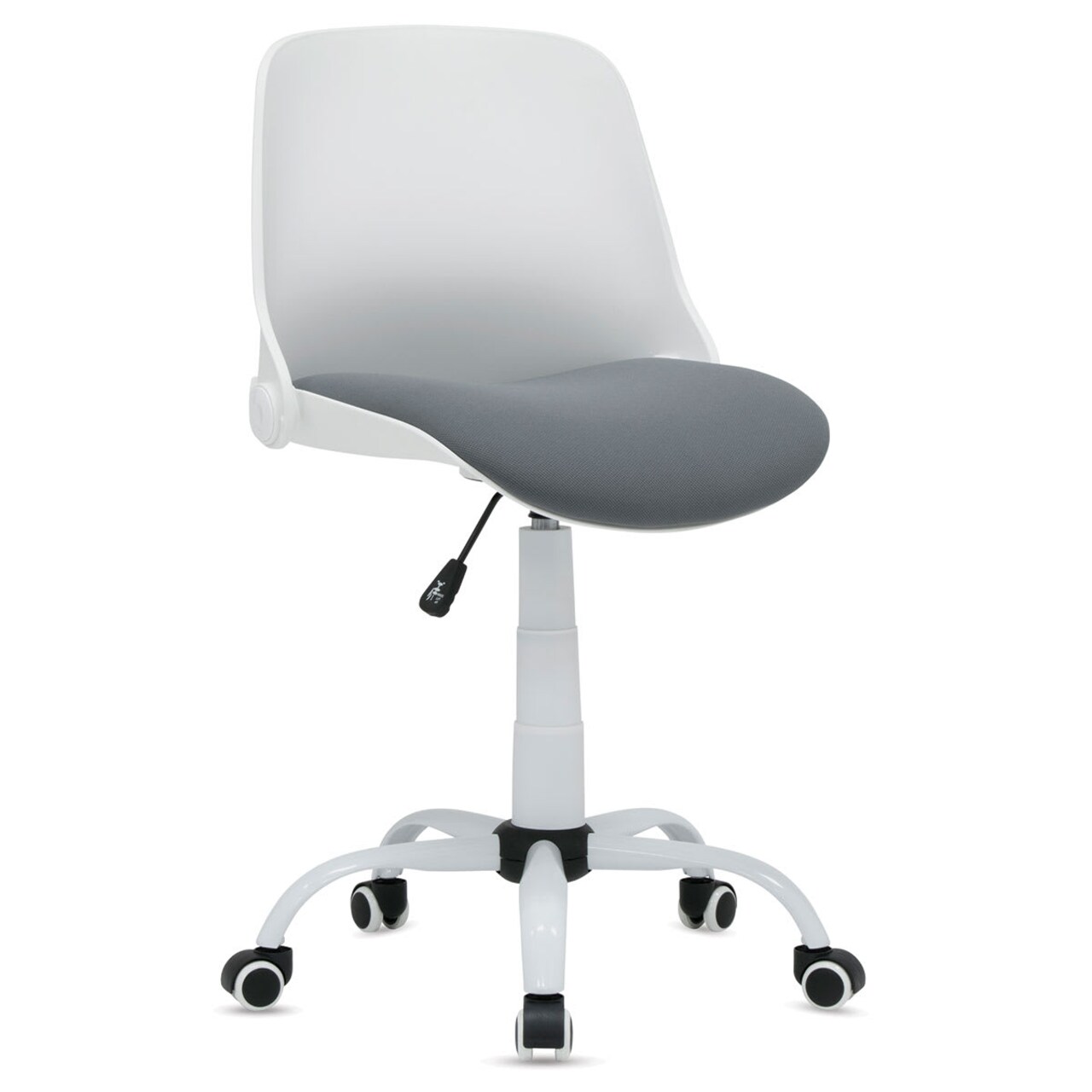 Studio Designs Folding Back Modern Swivel Office Task Chair - White/Gray, 22"W x 22"D x 37-1/2"H